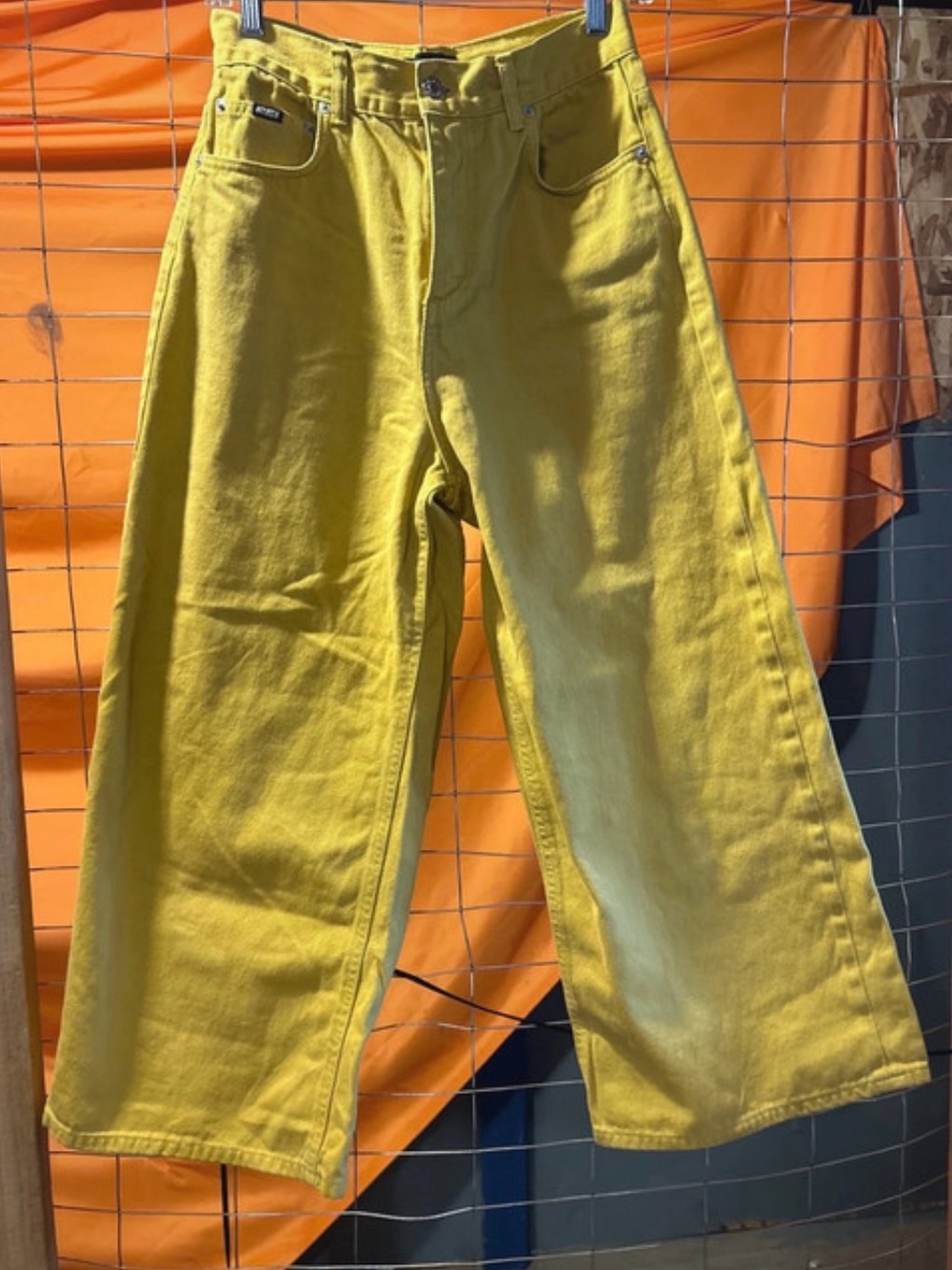 High-Rise Wide Leg Jeans in Mustard Yellow